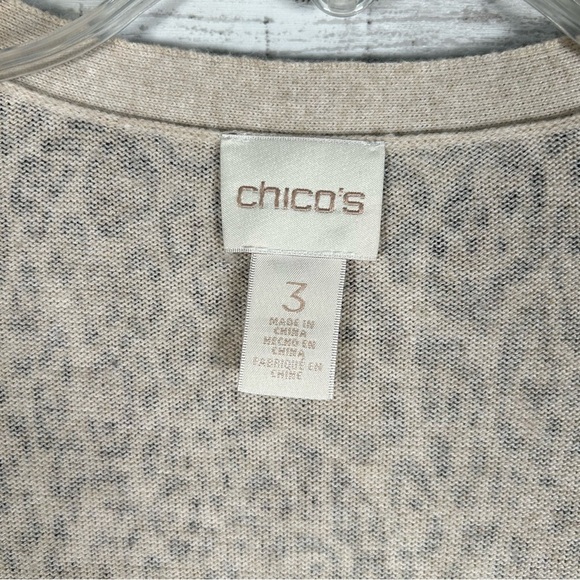 Chico's Leopard Animal Print Long Open Front Cardigan Sweater Size 3 XL - Picture 4 of 9